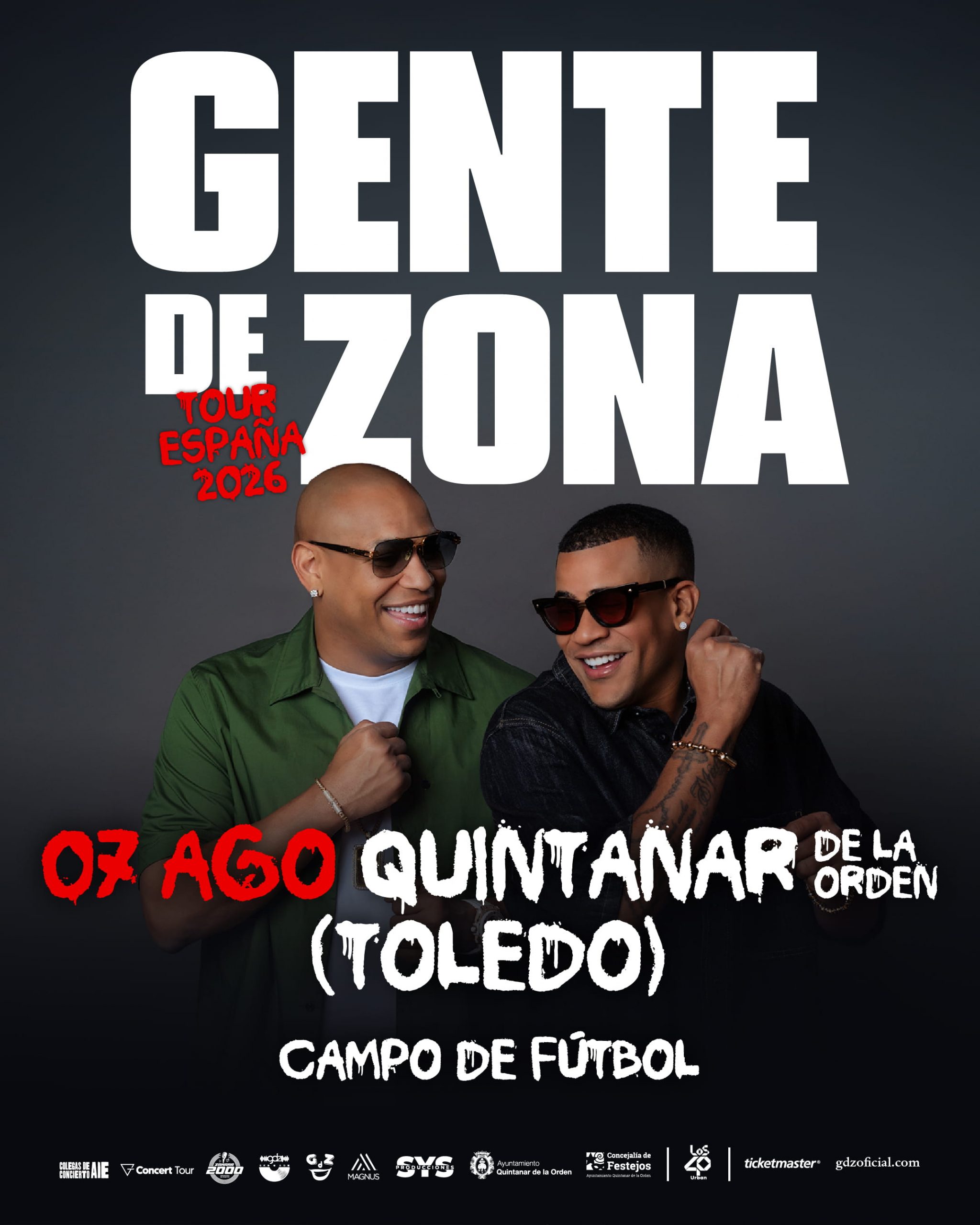Cartel de Gente de Zona en Quintanar de la Orden